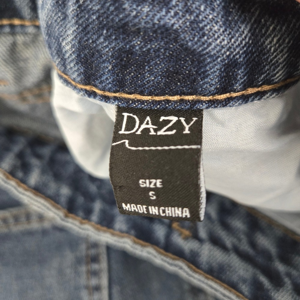 DAZY Jeans Wide Leg Blue Denim Distressed Junior Size S Skater Y2K - Picture 4 of 7